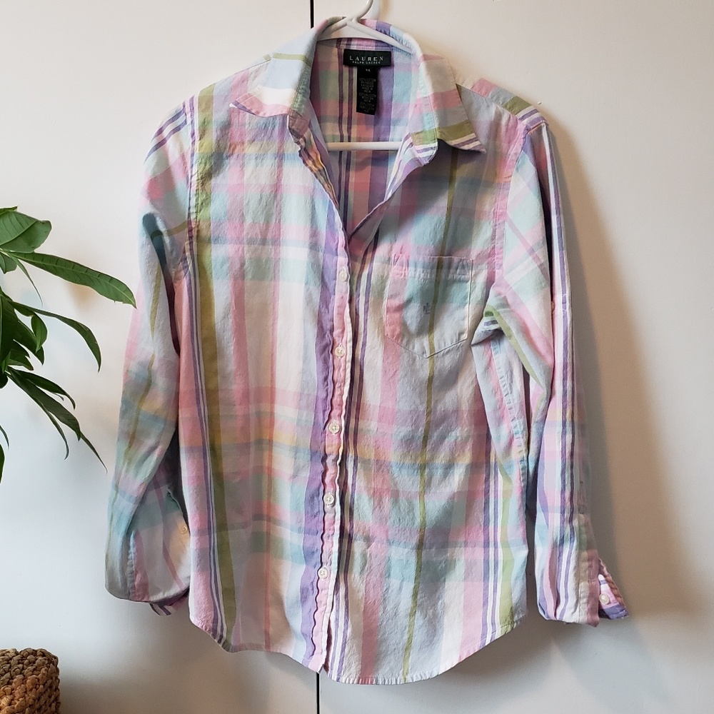Vintage spring plaid button up by Ralph Lauren